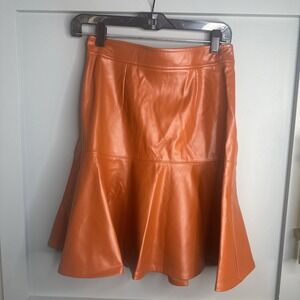 Venus Women's Faux Leather Pleated Trumpet Midi‎ Skirt W/ Zipper Size 6 NWOT